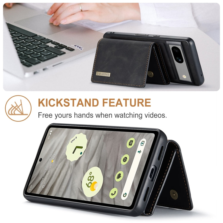 For Google Pixel 8a DG.MING M1 Series 3-Fold Multi Card Wallet + Magnetic Phone Case(Black)