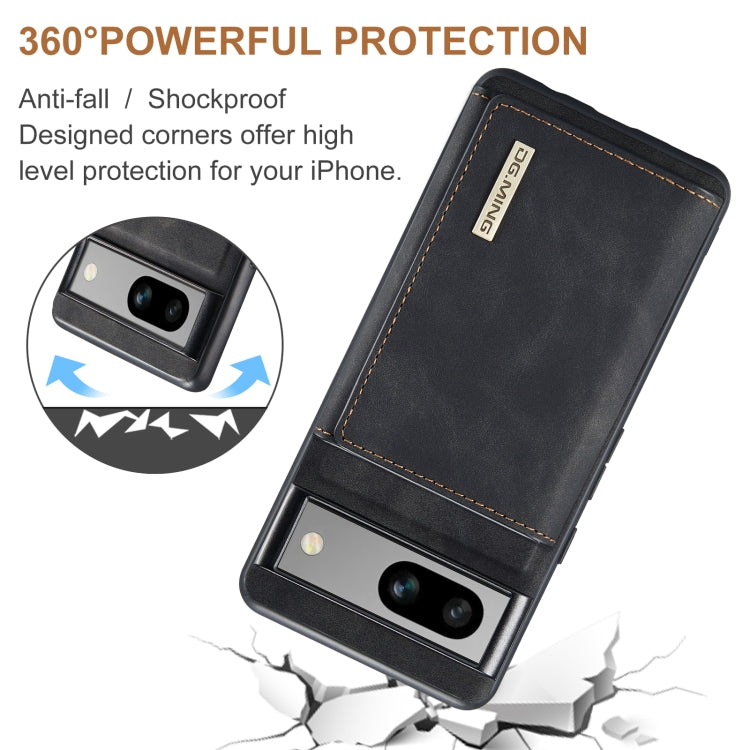For Google Pixel 8a DG.MING M1 Series 3-Fold Multi Card Wallet + Magnetic Phone Case(Black)