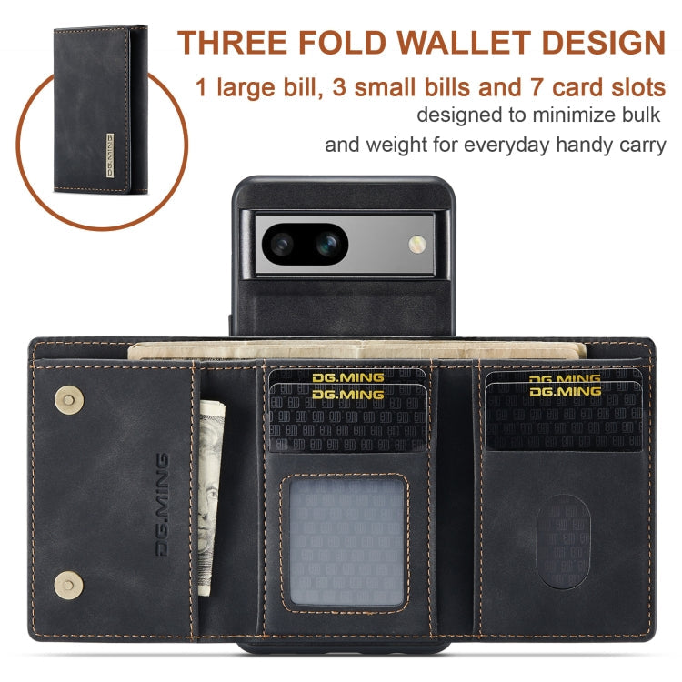 For Google Pixel 8a DG.MING M1 Series 3-Fold Multi Card Wallet + Magnetic Phone Case(Black)