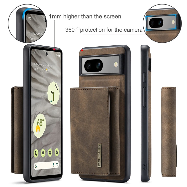 For Google Pixel 8a DG.MING M1 Series 3-Fold Multi Card Wallet + Magnetic Phone Case(Coffee)
