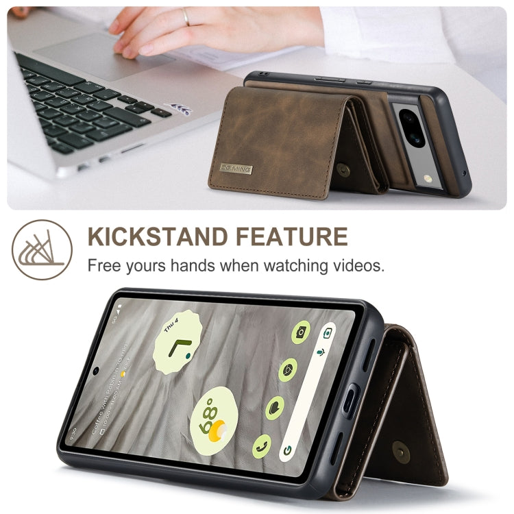 For Google Pixel 8a DG.MING M1 Series 3-Fold Multi Card Wallet + Magnetic Phone Case(Coffee)