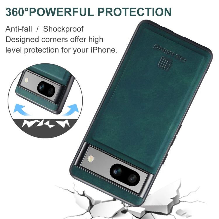 For Google Pixel 8a DG.MING M1 Series 3-Fold Multi Card Wallet + Magnetic Phone Case(Green)