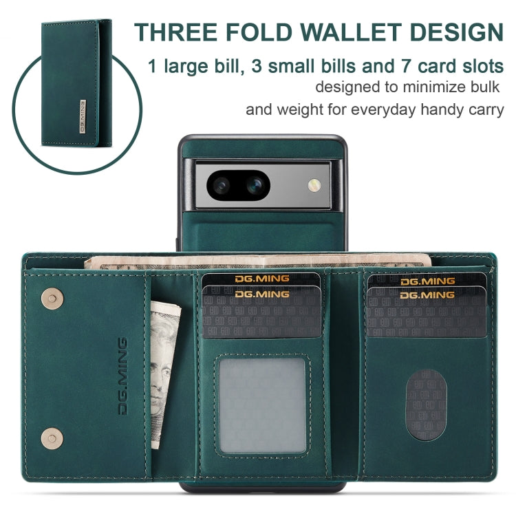 For Google Pixel 8a DG.MING M1 Series 3-Fold Multi Card Wallet + Magnetic Phone Case(Green)