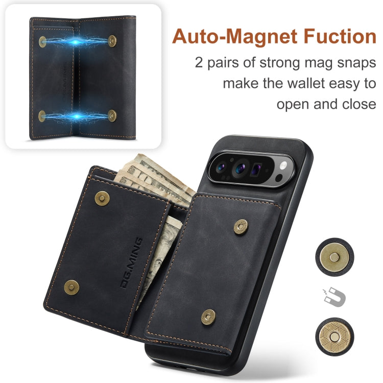 For Google Pixel 9 Pro XL DG.MING M1 Series 3-Fold Multi Card Wallet + Magnetic Phone Case(Black)