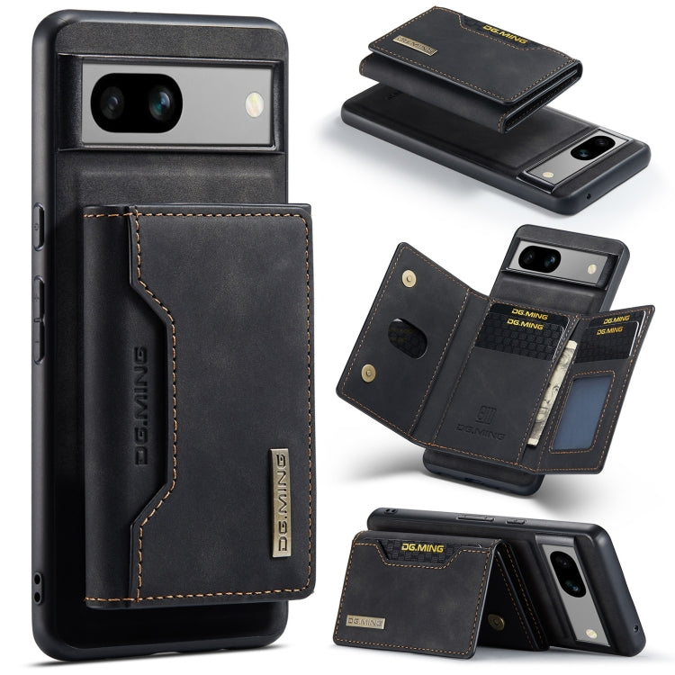 For Google Pixel 8a DG.MING M2 Series 3-Fold Multi Card Bag + Magnetic Phone Case(Black)