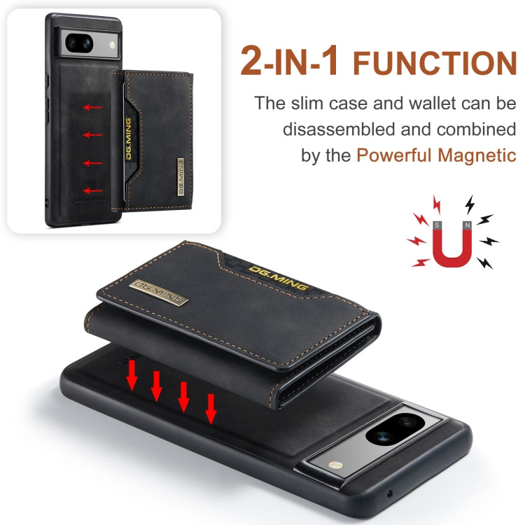 For Google Pixel 8a DG.MING M2 Series 3-Fold Multi Card Bag + Magnetic Phone Case(Black)