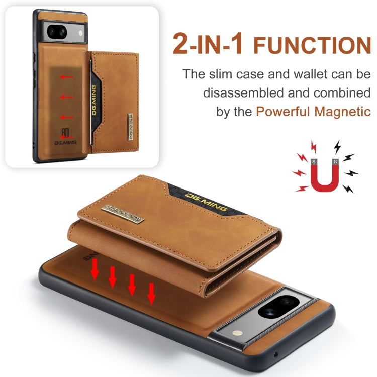 For Google Pixel 8a DG.MING M2 Series 3-Fold Multi Card Bag + Magnetic Phone Case(Brown)