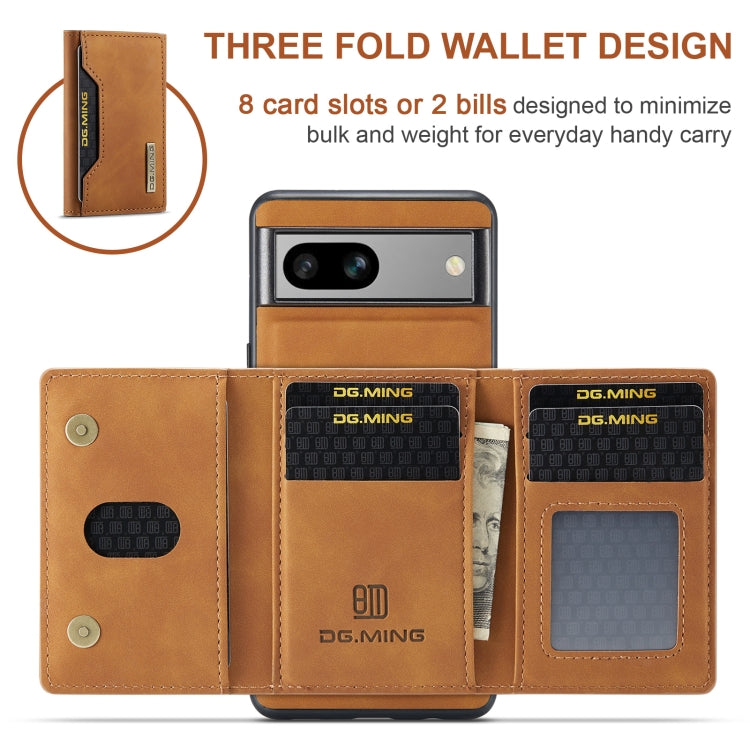 For Google Pixel 8a DG.MING M2 Series 3-Fold Multi Card Bag + Magnetic Phone Case(Brown)