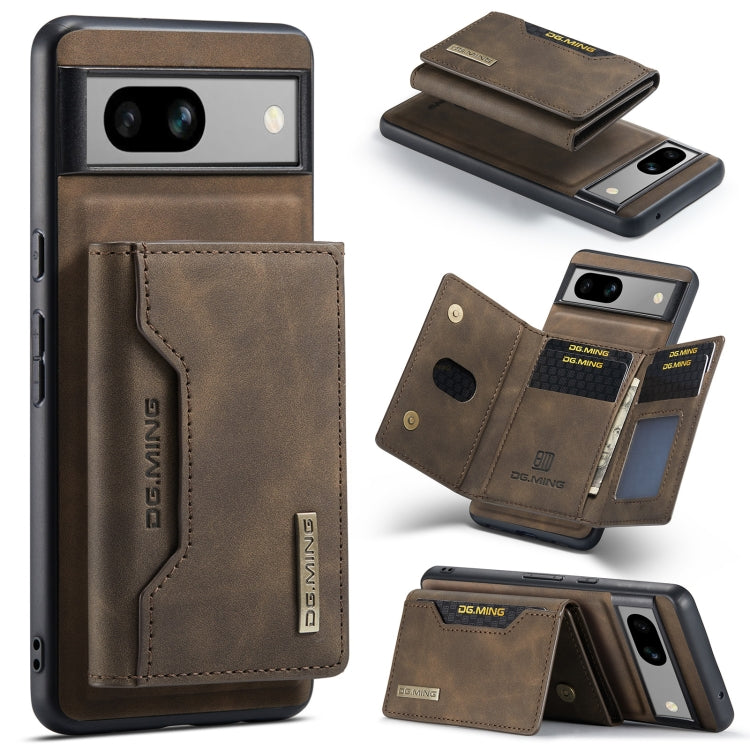 For Google Pixel 8a DG.MING M2 Series 3-Fold Multi Card Bag + Magnetic Phone Case(Coffee)
