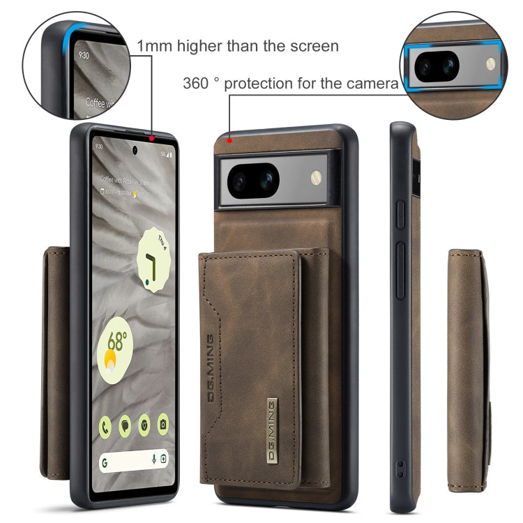 For Google Pixel 8a DG.MING M2 Series 3-Fold Multi Card Bag + Magnetic Phone Case(Coffee)