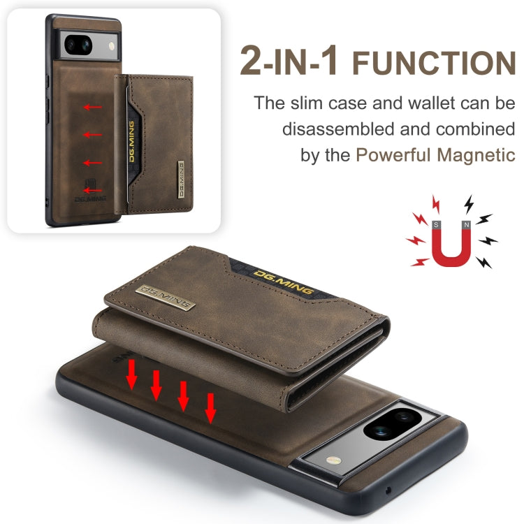 For Google Pixel 8a DG.MING M2 Series 3-Fold Multi Card Bag + Magnetic Phone Case(Coffee)