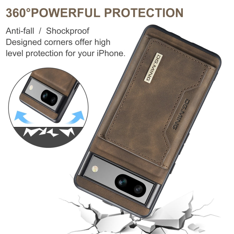For Google Pixel 8a DG.MING M2 Series 3-Fold Multi Card Bag + Magnetic Phone Case(Coffee)