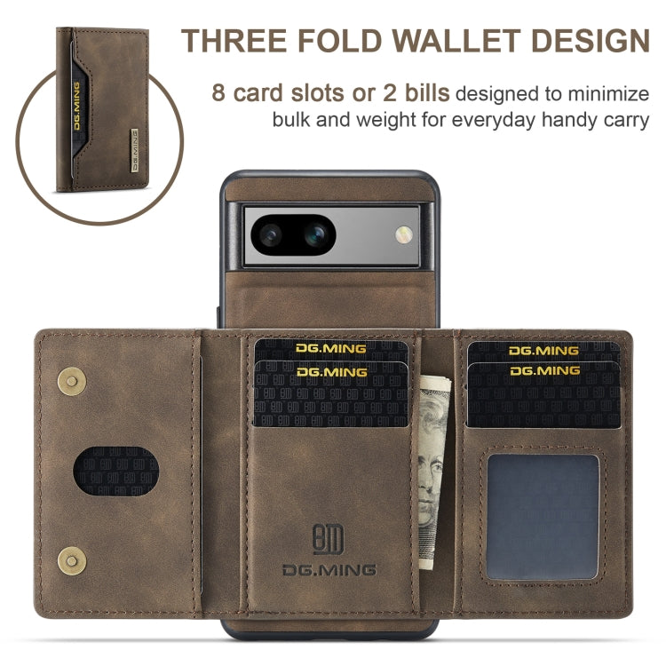For Google Pixel 8a DG.MING M2 Series 3-Fold Multi Card Bag + Magnetic Phone Case(Coffee)