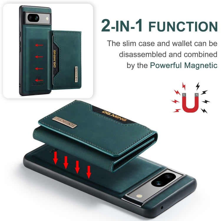 For Google Pixel 8a DG.MING M2 Series 3-Fold Multi Card Bag + Magnetic Phone Case(Green)