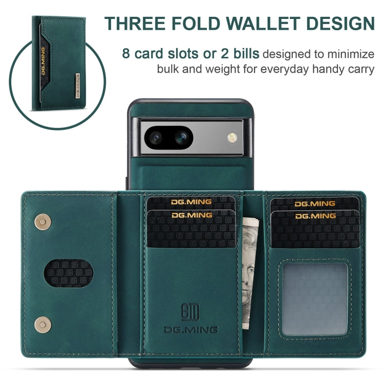 For Google Pixel 8a DG.MING M2 Series 3-Fold Multi Card Bag + Magnetic Phone Case(Green)
