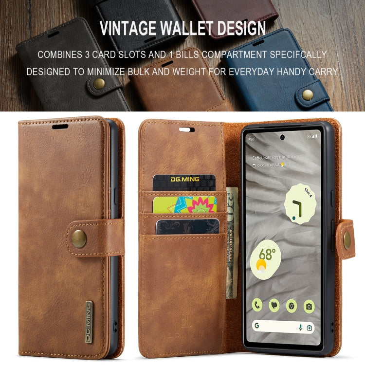 For Google Pixel 8a DG.MING Crazy Horse Texture Detachable Magnetic Leather Phone Case(Brown)