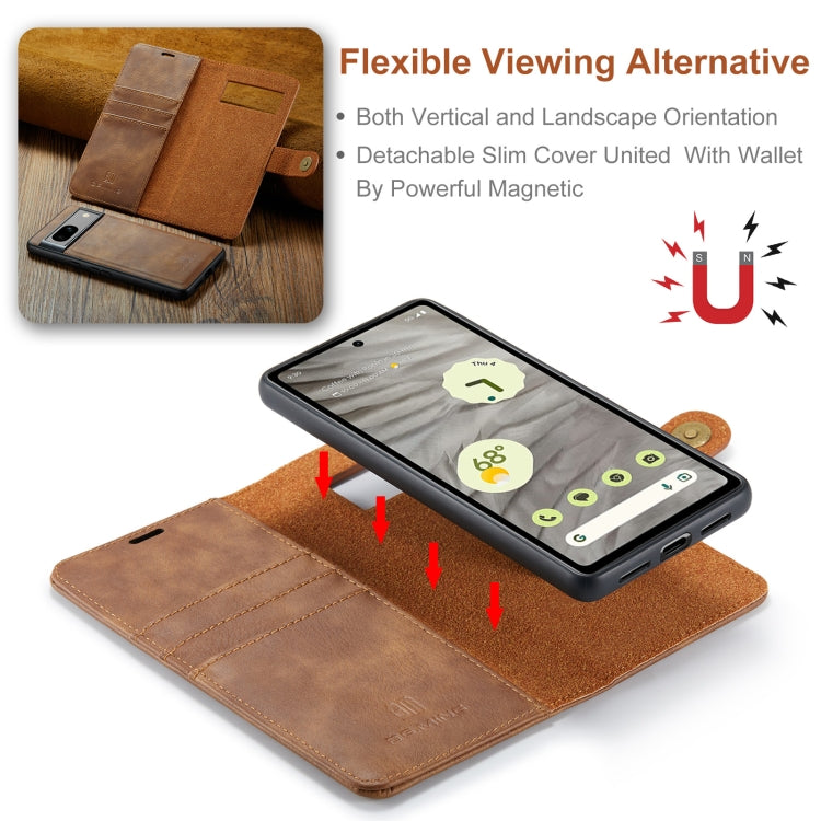 For Google Pixel 8a DG.MING Crazy Horse Texture Detachable Magnetic Leather Phone Case(Brown)