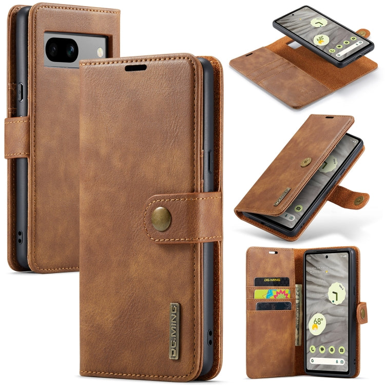 For Google Pixel 8a DG.MING Crazy Horse Texture Detachable Magnetic Leather Phone Case(Brown)