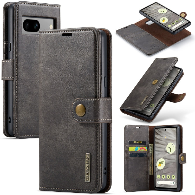 For Google Pixel 8a DG.MING Crazy Horse Texture Detachable Magnetic Leather Phone Case(Grey)