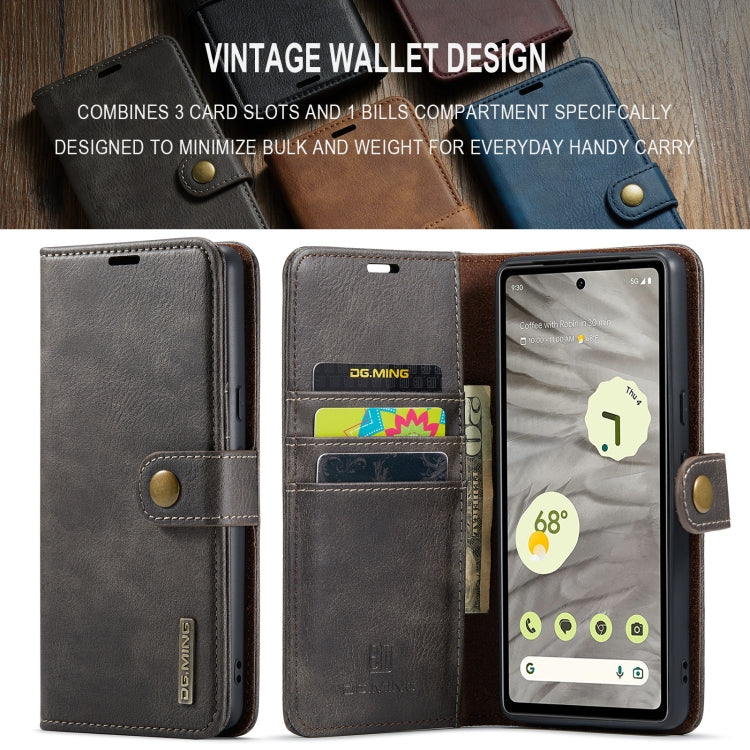 For Google Pixel 8a DG.MING Crazy Horse Texture Detachable Magnetic Leather Phone Case(Grey)