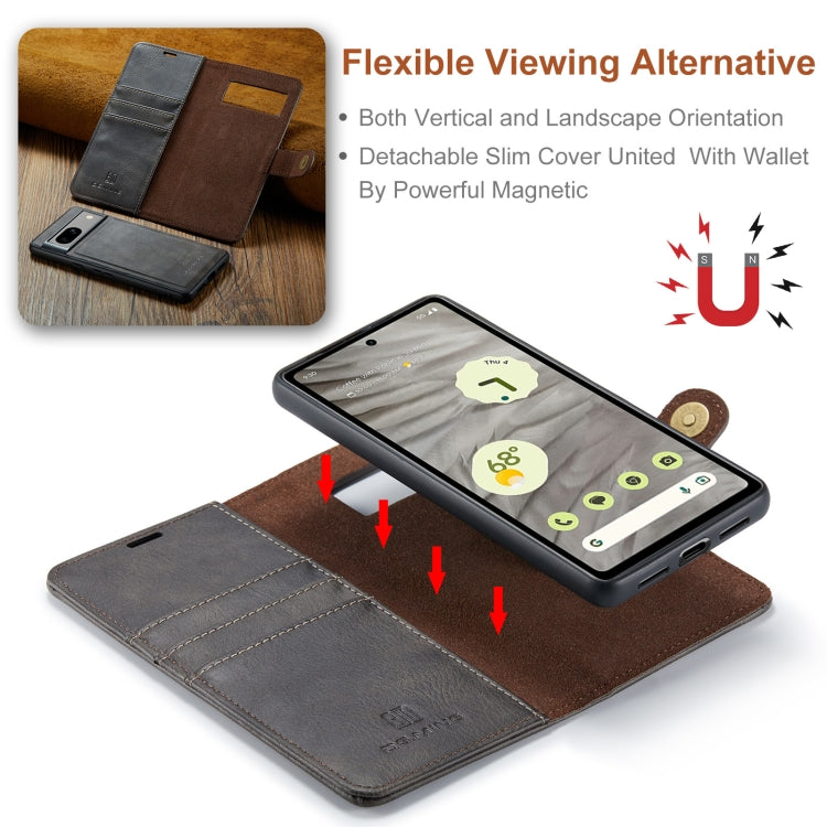 For Google Pixel 8a DG.MING Crazy Horse Texture Detachable Magnetic Leather Phone Case(Grey)