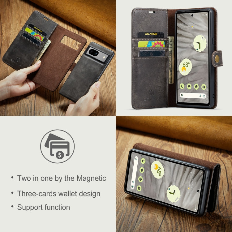 For Google Pixel 8a DG.MING Crazy Horse Texture Detachable Magnetic Leather Phone Case(Grey)