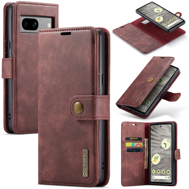 For Google Pixel 8a DG.MING Crazy Horse Texture Detachable Magnetic Leather Phone Case(Red)