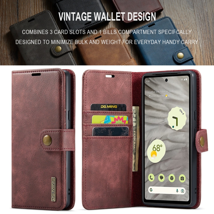 For Google Pixel 8a DG.MING Crazy Horse Texture Detachable Magnetic Leather Phone Case(Red)