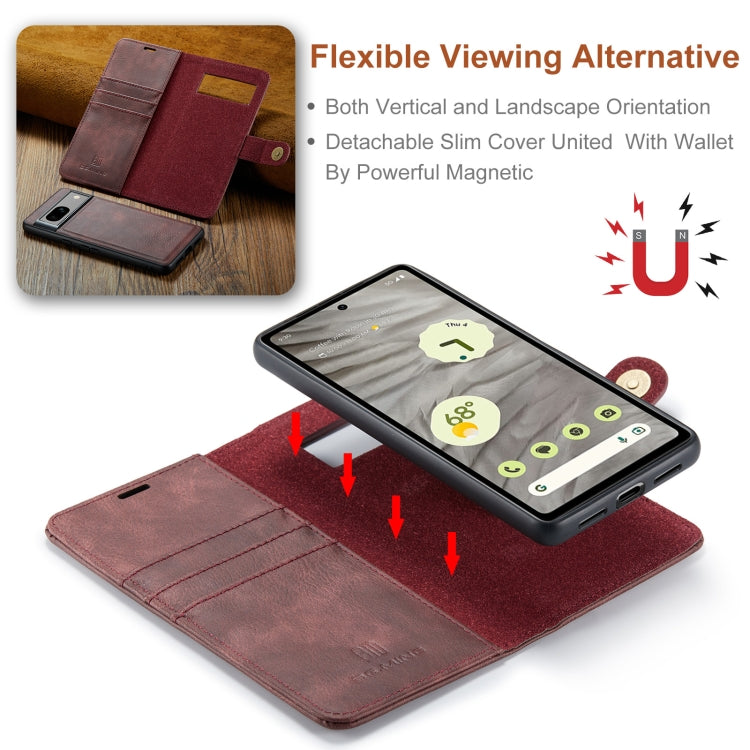 For Google Pixel 8a DG.MING Crazy Horse Texture Detachable Magnetic Leather Phone Case(Red)