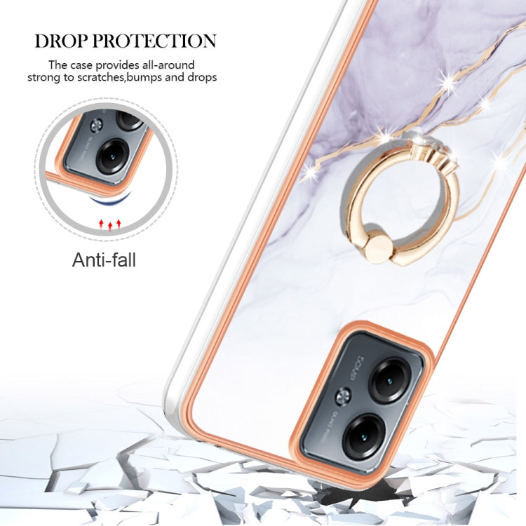 Electroplating Marble IMD TPU Phone Case with Ring Holder, For Motorola Moto G14, For Motorola Moto E13, For Motorola Moto G53 5G
