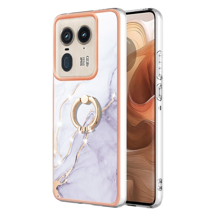 Electroplating Marble IMD TPU Phone Case with Ring Holder, For Motorola Moto G85, For Motorola Edge 50 Ultra, For Motorola Edge 50 Pro, For Motorola Edge 50 Fusion