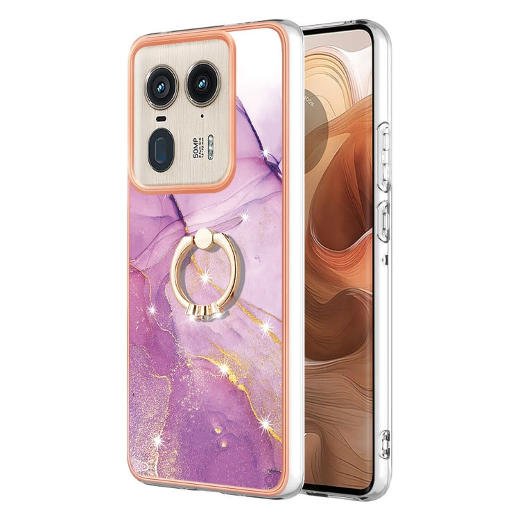 Electroplating Marble IMD TPU Phone Case with Ring Holder, For Motorola Moto G85, For Motorola Edge 50 Ultra, For Motorola Edge 50 Pro, For Motorola Edge 50 Fusion