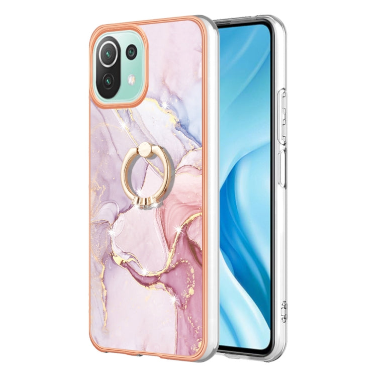 Electroplating Marble IMD TPU Phone Case with Ring Holder, For Xiaomi Redmi 10C, For Xiaomi Mi 11 Lite