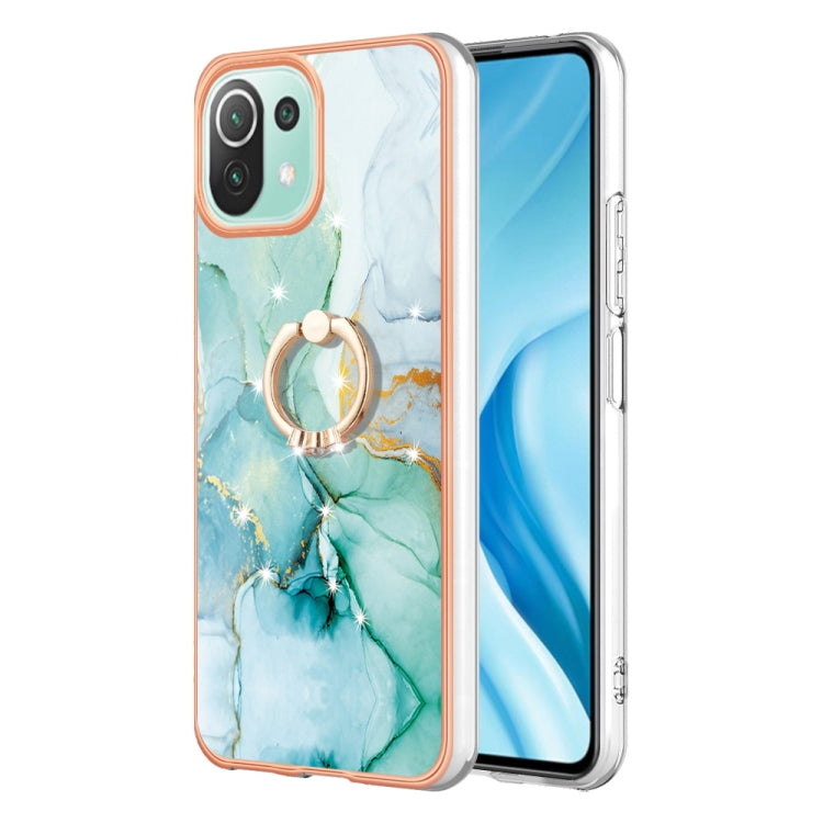 Electroplating Marble IMD TPU Phone Case with Ring Holder, For Xiaomi Redmi 10C, For Xiaomi Mi 11 Lite