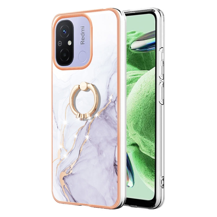 Electroplating Marble IMD TPU Phone Case with Ring Holder, For Xiaomi Redmi Note 12 5G Global/Poco X5 5G, For Xiaomi Redmi 12C / 11A 4G Global, For Xiaomi 13 Lite 5G, For Xiaomi Redmi Note 12 Pro Speed