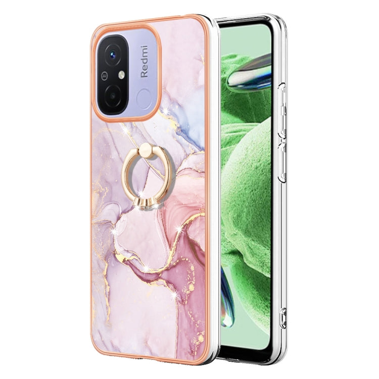 Electroplating Marble IMD TPU Phone Case with Ring Holder, For Xiaomi Redmi Note 12 5G Global/Poco X5 5G, For Xiaomi Redmi 12C / 11A 4G Global, For Xiaomi 13 Lite 5G, For Xiaomi Redmi Note 12 Pro Speed
