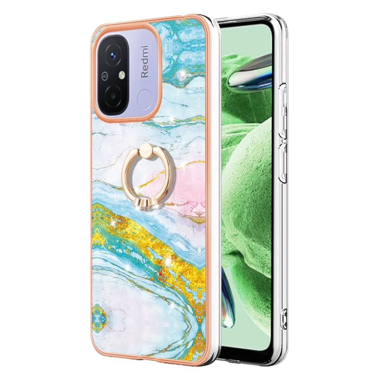 Electroplating Marble IMD TPU Phone Case with Ring Holder, For Xiaomi Redmi Note 12 5G Global/Poco X5 5G, For Xiaomi Redmi 12C / 11A 4G Global, For Xiaomi 13 Lite 5G, For Xiaomi Redmi Note 12 Pro Speed