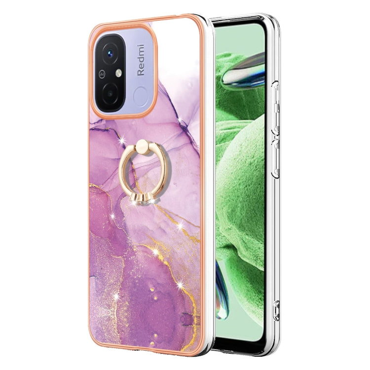 Electroplating Marble IMD TPU Phone Case with Ring Holder, For Xiaomi Redmi Note 12 5G Global/Poco X5 5G, For Xiaomi Redmi 12C / 11A 4G Global, For Xiaomi 13 Lite 5G, For Xiaomi Redmi Note 12 Pro Speed