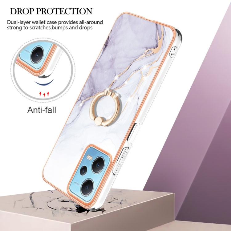 Electroplating Marble IMD TPU Phone Case with Ring Holder, For Xiaomi Redmi Note 12 5G Global/Poco X5 5G, For Xiaomi Redmi 12C / 11A 4G Global, For Xiaomi 13 Lite 5G, For Xiaomi Redmi Note 12 Pro Speed