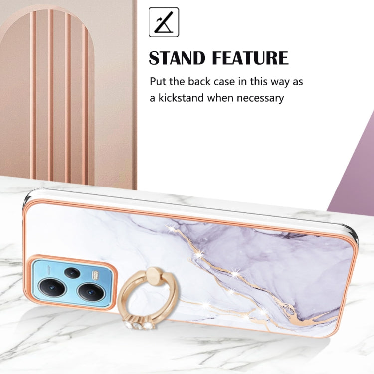 Electroplating Marble IMD TPU Phone Case with Ring Holder, For Xiaomi Redmi Note 12 5G Global/Poco X5 5G, For Xiaomi Redmi 12C / 11A 4G Global, For Xiaomi 13 Lite 5G, For Xiaomi Redmi Note 12 Pro Speed