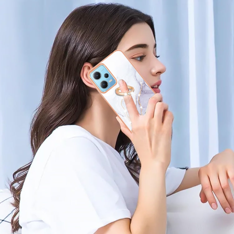 Electroplating Marble IMD TPU Phone Case with Ring Holder, For Xiaomi Redmi Note 12 5G Global/Poco X5 5G, For Xiaomi Redmi 12C / 11A 4G Global, For Xiaomi 13 Lite 5G, For Xiaomi Redmi Note 12 Pro Speed