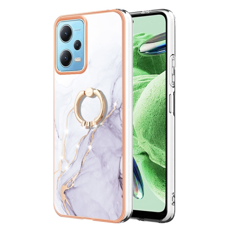 Electroplating Marble IMD TPU Phone Case with Ring Holder, For Xiaomi Redmi Note 12 5G Global/Poco X5 5G, For Xiaomi Redmi 12C / 11A 4G Global, For Xiaomi 13 Lite 5G, For Xiaomi Redmi Note 12 Pro Speed