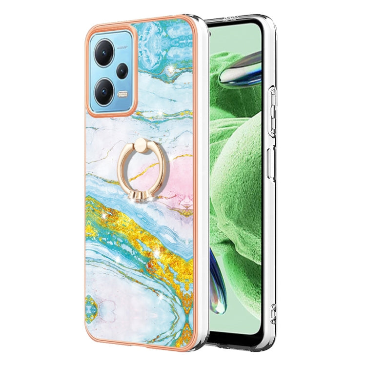 Electroplating Marble IMD TPU Phone Case with Ring Holder, For Xiaomi Redmi Note 12 5G Global/Poco X5 5G, For Xiaomi Redmi 12C / 11A 4G Global, For Xiaomi 13 Lite 5G, For Xiaomi Redmi Note 12 Pro Speed