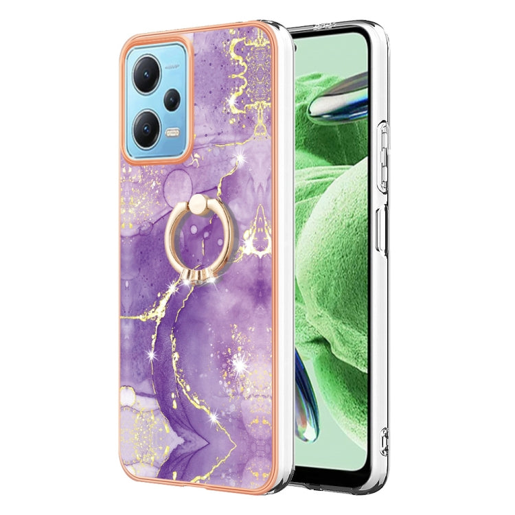 Electroplating Marble IMD TPU Phone Case with Ring Holder, For Xiaomi Redmi Note 12 5G Global/Poco X5 5G, For Xiaomi Redmi 12C / 11A 4G Global, For Xiaomi 13 Lite 5G, For Xiaomi Redmi Note 12 Pro Speed