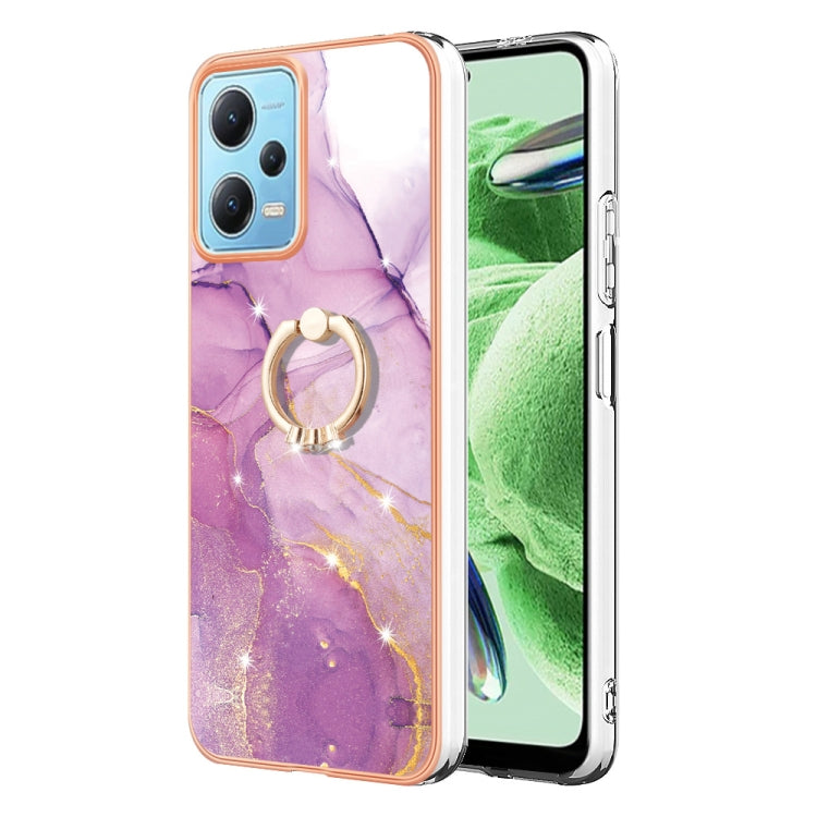 Electroplating Marble IMD TPU Phone Case with Ring Holder, For Xiaomi Redmi Note 12 5G Global/Poco X5 5G, For Xiaomi Redmi 12C / 11A 4G Global, For Xiaomi 13 Lite 5G, For Xiaomi Redmi Note 12 Pro Speed
