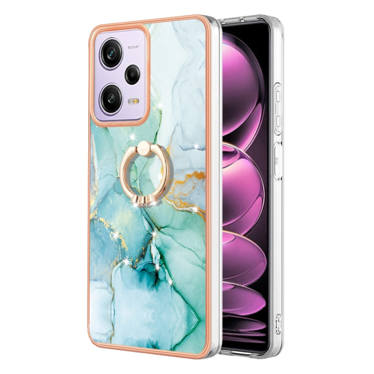 Electroplating Marble IMD TPU Phone Case with Ring Holder, For Xiaomi Redmi Note 12 4G Global, For Xiaomi Redmi Note 12 Pro+ Global, For Xiaomi Redmi Note 12 Pro 5G Global, For Xiaomi Poco X5 Pro 5G