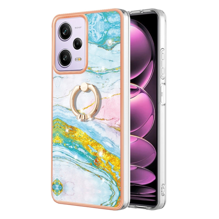 Electroplating Marble IMD TPU Phone Case with Ring Holder, For Xiaomi Redmi Note 12 5G Global/Poco X5 5G, For Xiaomi Redmi 12C / 11A 4G Global, For Xiaomi 13 Lite 5G, For Xiaomi Redmi Note 12 Pro Speed