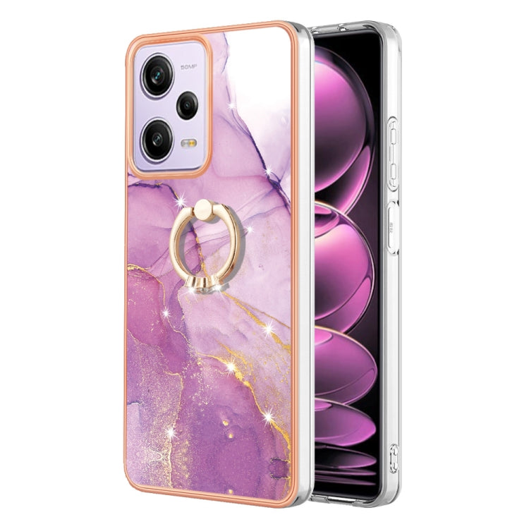 Electroplating Marble IMD TPU Phone Case with Ring Holder, For Xiaomi Redmi Note 12 5G Global/Poco X5 5G, For Xiaomi Redmi 12C / 11A 4G Global, For Xiaomi 13 Lite 5G, For Xiaomi Redmi Note 12 Pro Speed
