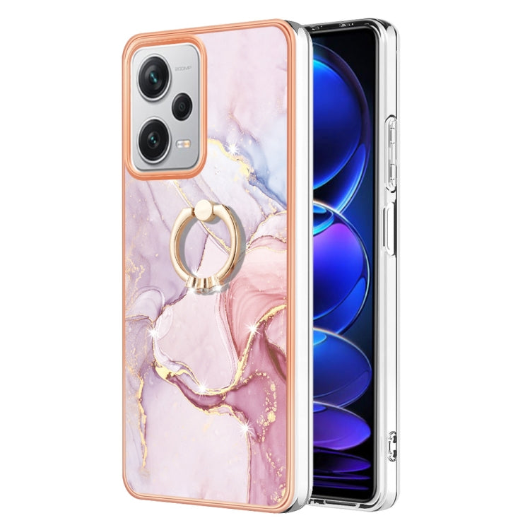 Electroplating Marble IMD TPU Phone Case with Ring Holder, For Xiaomi Redmi Note 12 4G Global, For Xiaomi Redmi Note 12 Pro+ Global, For Xiaomi Redmi Note 12 Pro 5G Global, For Xiaomi Poco X5 Pro 5G