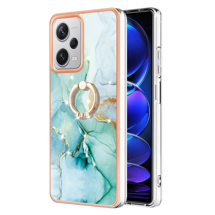 Electroplating Marble IMD TPU Phone Case with Ring Holder, For Xiaomi Redmi Note 12 4G Global, For Xiaomi Redmi Note 12 Pro+ Global, For Xiaomi Redmi Note 12 Pro 5G Global, For Xiaomi Poco X5 Pro 5G